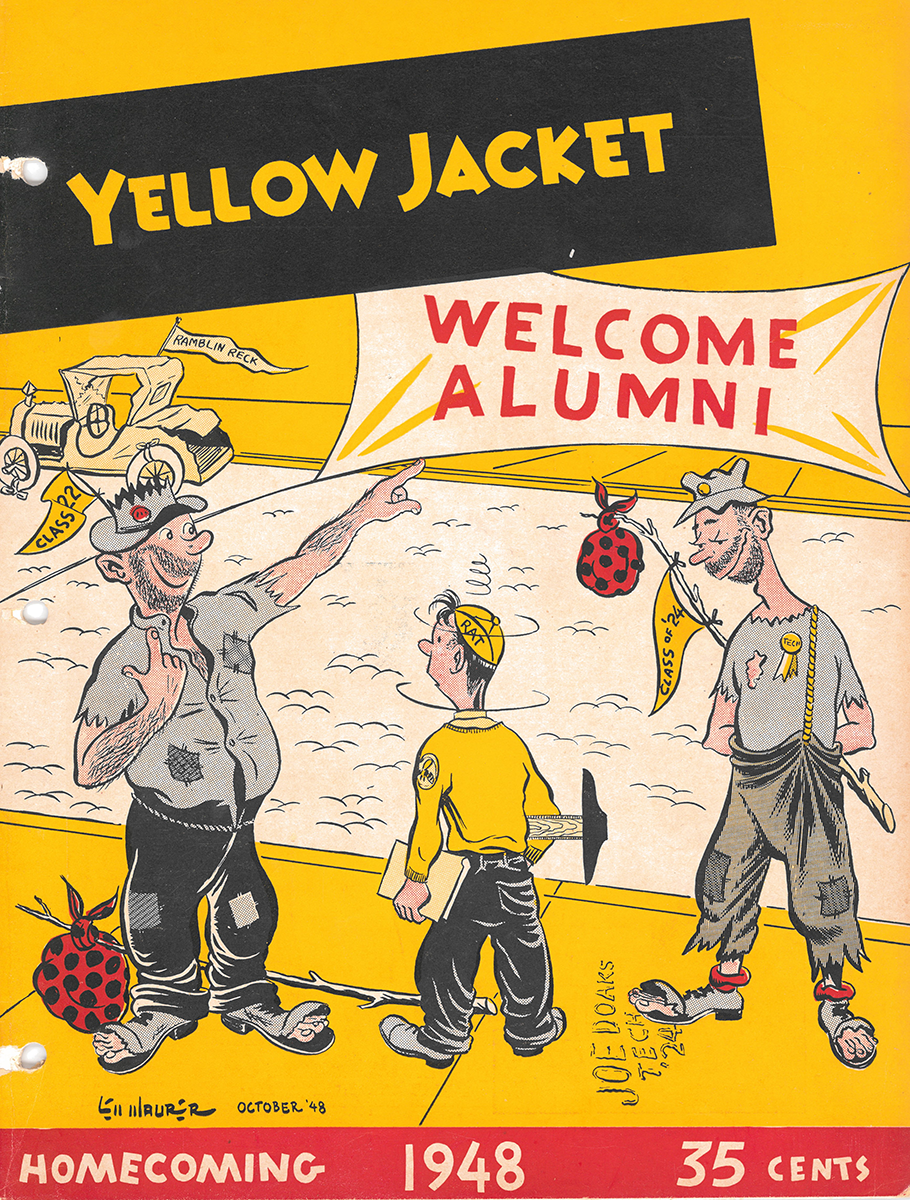 The 1948 cover of the humor publication The Yellow Jacket.